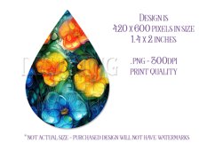 Alcohol Ink Teardrop Earring Design, Floral Earring Design 1 Product Image 2