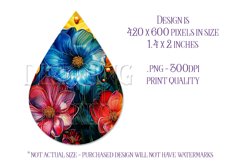 Alcohol Ink Teardrop Earring Design, Floral Earring PNG 10 Product Image 2