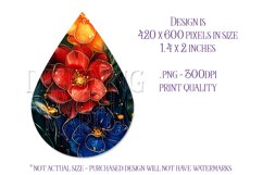 Alcohol Ink Teardrop Earring Design, Floral Earring PNG 11 Product Image 2