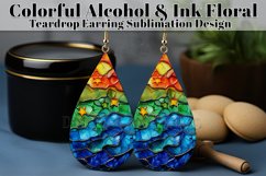 Alcohol Ink Teardrop Earring Design, Floral Earring PNG 12 Product Image 1