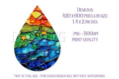 Alcohol Ink Teardrop Earring Design, Floral Earring PNG 12 Product Image 2