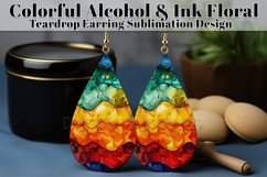 Alcohol Ink Teardrop Earring Design, Floral Earring PNG 13 Product Image 1