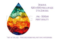 Alcohol Ink Teardrop Earring Design, Floral Earring PNG 13 Product Image 2