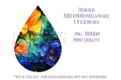 Alcohol Ink Teardrop Earring Design, Floral Earring Design 2 Product Image 2
