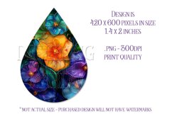 Alcohol Ink Teardrop Earring Design, Floral Earring Design 3 Product Image 2