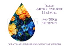 Alcohol Ink Teardrop Earring Design, Floral Earring Design 4 Product Image 2