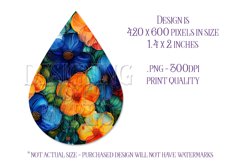 Alcohol Ink Teardrop Earring Design, Floral Earring Design 5 Product Image 2