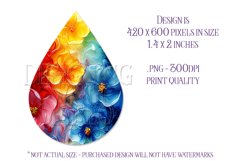Alcohol Ink Teardrop Earring Design, Floral Earring Design 6 Product Image 2