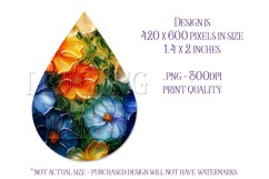 Alcohol Ink Teardrop Earring Design, Floral Earring Design 7 Product Image 2