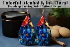 Alcohol Ink Teardrop Earring Design, Floral Earring Design 9 Product Image 1