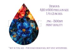 Alcohol Ink Teardrop Earring Design, Floral Earring Design 9 Product Image 2