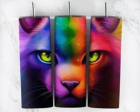 Magical Rainbow Cat Head Tumbler Wrap PNG Product Image 3