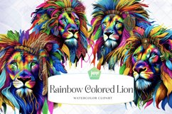 Rainbow Colored Lion Sublimation Clipart Product Image 1