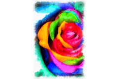 Rainbow colored rose digital painting Product Image 1