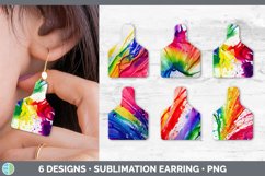 Bundle of six Rainbow cow tag earrings sublimation designs.
