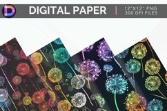 Rainbow Dandelions Pattern Digital Paper Product Image 1
