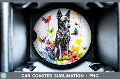 GorgeousRainbow Drips Car Coaster design.