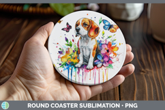 GorgeousRainbow Drips Round Coaster design.