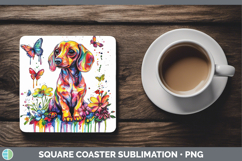 GorgeousRainbow Drips Square Coaster design.