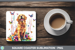 GorgeousRainbow Drips Square Coaster design.
