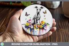 GorgeousRainbow Drips Round Coaster design.