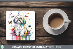 GorgeousRainbow Drips Square Coaster design.