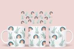 rainbow easter bunny coffee mug sublimation wrap glass mug wrap svg presized for 11oz and 15oz glass ready to cut and sublimation files