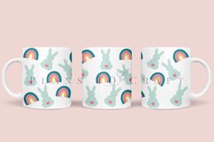 rainbow easter bunny coffee mug sublimation wrap glass mug wrap svg presized for 11oz and 15oz glass ready to cut and sublimation files