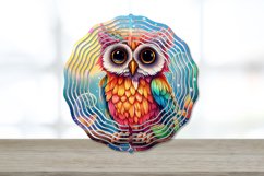 Rainbow Elf Owl Round,Vintage Elf Owl Bird Wind Spinner Wind Spinner,Wind Spinner Sublimation,Vintage Elf Owl Bird Wind Spinner Sublimation Designs,Vintage Elf Owl Wind Spinner,Vintage Elf Owl Bird,Vintage Elf Owl Bird Sublimation,Painted Glass Elf Owl Bi