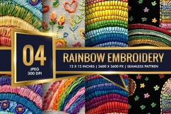 Rainbow Embroidery Pattern Digital Paper Product Image 1