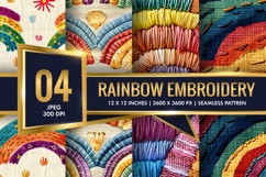 Rainbow Embroidery Pattern Digital Paper Product Image 1
