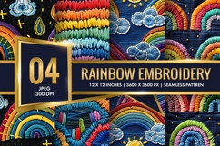 Rainbow Embroidery Pattern Digital Paper Product Image 1