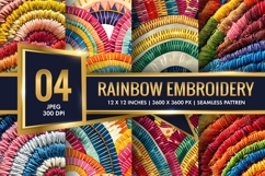Rainbow Embroidery Pattern Digital Paper Product Image 1