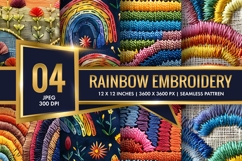 Rainbow Embroidery Pattern Digital Paper Product Image 1