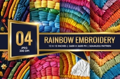 Rainbow Embroidery Pattern Digital Paper Product Image 1