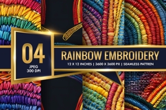 Rainbow Embroidery Pattern Digital Paper Product Image 1