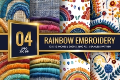 Rainbow Embroidery Pattern Digital Paper Product Image 1