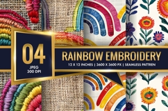 Rainbow Embroidery Pattern Digital Paper Product Image 1