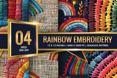 Rainbow Embroidery Pattern Digital Paper Product Image 1