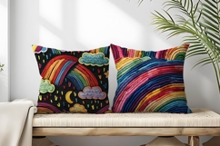 Rainbow Embroidery Pattern Digital Paper Product Image 2