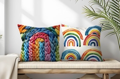 Rainbow Embroidery Pattern Digital Paper Product Image 2