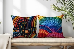 Rainbow Embroidery Pattern Digital Paper Product Image 2
