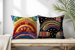 Rainbow Embroidery Pattern Digital Paper Product Image 2