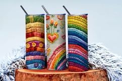 Rainbow Embroidery Pattern Digital Paper Product Image 3