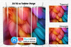Rainbow Feathers 20/30oz Tumbler, BONUS 25 Tumbler Product Image 1