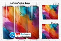 Rainbow Feathers 20/30oz Tumbler, BONUS 25 Tumbler Product Image 1