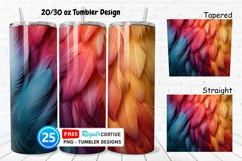 Rainbow Feathers 20/30oz Tumbler, BONUS 25 Tumbler Product Image 1