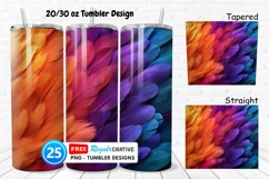 Rainbow Feathers 20/30oz Tumbler, BONUS 25 Tumbler Product Image 1