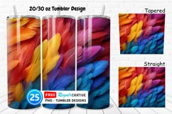 Rainbow Feathers 20/30oz Tumbler, BONUS 25 Tumbler Product Image 1