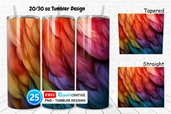 Rainbow Feathers 20/30oz Tumbler, BONUS 25 Tumbler Product Image 1